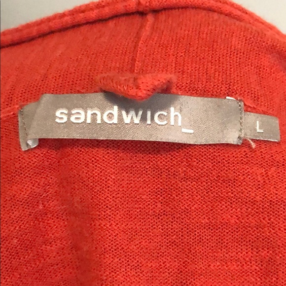 Sandwich Orange Open-Front Cardigan with Tie, Size L - Picture 6 of 7